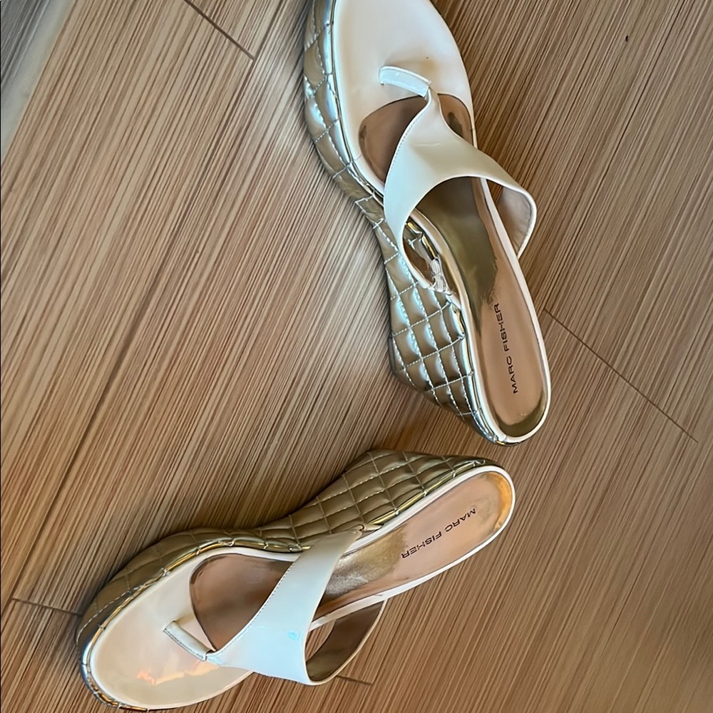 Franco Sarto White Wedge Sandals